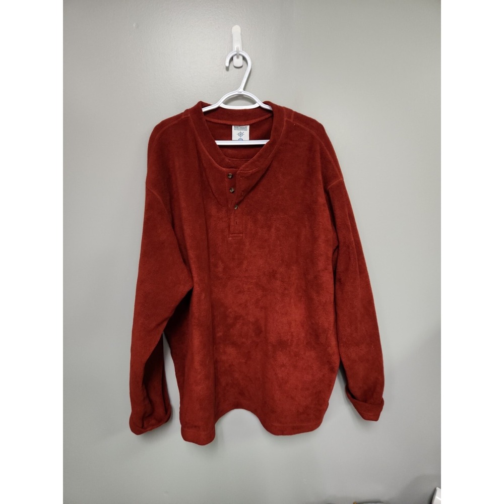 Northeast Outfitters Men's  Maroon Fleece 1/4 Button Pullover Fleece 2XL